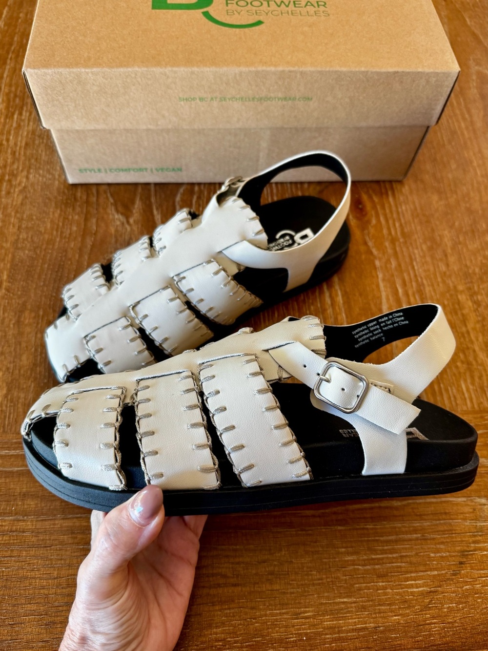 NIB off white whip stitched BC Footwear Jasmina sandal 7 - Picture 3 of 11